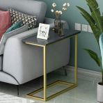 Narin Metal Ayaklı Minimalist Yan Sehpa - Modern C Sehpa Antrasit/Gold