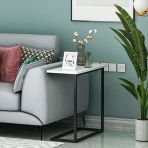 Narin Metal Ayaklı Minimalist Yan Sehpa - Modern C Sehpa Beyaz/Siyah