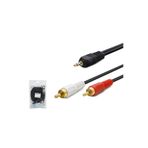 NARİTA NRT-1085 - 3 Metre 3.5mm AUX to 2 RCA Ev Sinema Ses Sistemi Bağlantı Kablosu
