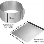 Narkalıp Ayarlanabilir 10 Cm Yuvarlak Kek Pasta Kalıbı Çemberi Ve Metal Altlık