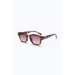 Narkel Pembe Cam Leopar Desenli Retro Kare Kemik Çerçeve Unisex UV400 Vintage Retro Güneş Gözlüğü