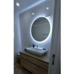 Narkissos Dizayn 80 Cm Beyaz Ledli Yuvarlak Banyo Aynası/ Makyaj Aynası/ Trafolu