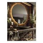 Narkissos Dizayn 90 Cm Günışığı Ledli Yuvarlak Banyo Aynası/ Makyaj Aynası/ Trafolu