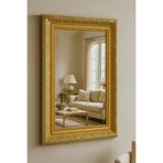 Narkissos Dizayn Beyaz Gold Altın Varaklı Çerçeveli Ayna-6cm Çerçeve Genişliği-Gold Ayna-Klasik Ayna-Salon Ayna