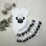 Narnuga Miraylife 1-2-3 Yaş Payetli Mickey Nakışlı Kısa Kollu Brode Etekli 2li Kız Bebek Takımı - Siyah