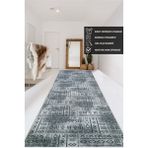 NarStore Home Iskandinav Desen Gri Kaymaz Taban Yıkanabilir Kesme Yolluk Halı - Gri - Siyah - Hardal - 120 x 420 cm