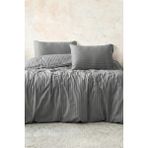 Nart Home Çift Kişilik Pamuk - Saten 210 Tc (83 Tel) Çizgili Nevresim Takımı Antrasit - 200 x 220 cm