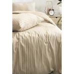 Nart Home Çift Kişilik Pamuk - Saten 210 Tc (83 Tel) Çizgili Nevresim Takımı Bej - 200 x 220 cm
