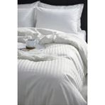 Nart Home Çift Kişilik Pamuk - Saten 210 Tc (83 Tel) Çizgili Nevresim Takımı Beyaz - 200 x 220 cm