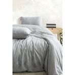 Nart Home Çift Kişilik Pamuk - Saten 210 Tc (83 Tel) Çizgili Nevresim Takımı Gri - 200 x 220 cm