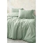 Nart Home Çift Kişilik Pamuk - Saten 210 Tc (83 Tel) Çizgili Nevresim Takımı Yeşil - 200 x 220 cm