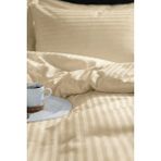 Nart Home Tek Kişilik Pamuk - Saten 210 Tc (83 Tel) Çizgili Nevresim Takımı Bej - 160 x 220 cm