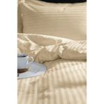 Nart Home Tek Kişilik Pamuk - Saten 210 TC (83 Tel) Çizgili Nevresim Takımı Bej