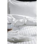 Nart Home Tek Kişilik Pamuk - Saten 210 Tc (83 Tel) Çizgili Nevresim Takımı Beyaz - 160 x 220 cm