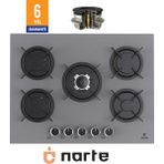 Narte CG20070S - 70 cm Beyaz , 5 Gözlü , Cam Ankastre Ocak , 6yıl Garantili - Gri - Doğalgaz