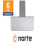 Narte-H10060w 60Cm Beyaz Cam Inox Cıtalı Çift Camlı Eğimli Davlumbaz