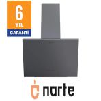 Narte -H20060S 60 cm Gri Cam Inox Çıtalı Eğimli Davlumbaz - 6 Yıl Garantili
