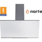 Narte -H20090W 90 cm Beyaz Cam Inox Çıtalı Eğimli Davlumbaz - 6 Yıl Garantili