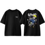 Naruto Uzumaki Skate Tasarım Sırt Baskılı Pamuk Siyah Oversize T-Shirt