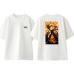 Naruto Uzumaki Tasarım Sırt Baskılı Pamuk Beyaz Oversize T-Shirt
