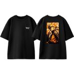 Naruto Uzumaki Tasarım Sırt Baskılı Pamuk Siyah Oversize T-Shirt