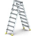 Narvon 8+8 Basamaklı Çift Çıkışlı Alüminyum Merdiven Ergonomik Yapı ile 187 cm Ev ve Bahçe Kullanımı - Gri