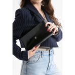 Nas Bag 1403 Taşlı Kadın Omuz Çantası Kol Çantası El Çantası Çapraz Çanta - One Size - Siyah - Rugan