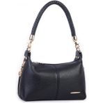 Nas Bag Kadın Mini Omuz ve Çapraz Çanta Örgülü Askılı (En: 23 cm , Boy: 14 Cm) Siyah Lopez