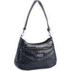 Nas Bag Kadın Omuz ve Çapraz Baget Çanta - Siyah Kroko (28X17 Cm) - 28 x 17 cm