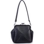 Nas Bag Mini Vintage Burslu Klipsli Kadın Omuz ve Çapraz Çanta Siyah Lopez ( 20X17 Cm)