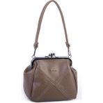 Nas Bag Mini Vintage Burslu Klipsli Kadın Omuz ve Çapraz Çanta Vizon Victoria ( 20X17 Cm) - 20 x 17 cm