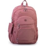 Nas Bag Unisex Hafif Büyük Boy Okul Çantası ve Spor Çantası Çok Gözlü Gül Kurusu