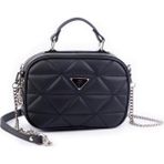 Nas Bag Zincirli Kapitone Çift Gözlü El ve Çapraz Çanta Siyah Dona ( 21X16 cm ) - 21 x 16 cm