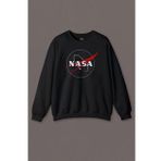 Nasa Logosu Siyah Kırmızı Uzay Cosmos Baskılı Sweatshirt