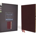 NASB, Thinline Bible, Large Print, Bonded Leather, Burgundy, Red Letter, 1995 Text, Thumb Indexed, Comfort Print