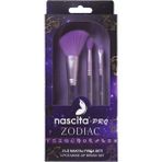 Nascita Pro Zodiac 3'lü Makyaj Fırça Seti Mor Renkli Allık Far Karıştırma ve Açılı Eyeliner Fırçası - MOR/ Şeffaf Sap