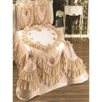 Nashome Tekstil Nashome Tekstil Yatak Örtüsü Takımı Çeyizlik 3 Parça Nihan - Bej - 265 x 265 cm