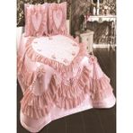 Nashome Tekstil Nashome Tekstil Yatak Örtüsü Takımı Çeyizlik 3 Parça Nihan - Pudra - 265 x 265 cm