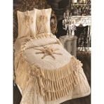 Nashome Tekstil Yatak Örtüsü Takımı Çeyizlik 3 Parça Berk - Bej - 265 x 265 cm