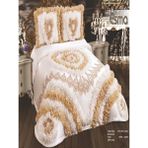Nashome Tekstil Yatak Örtüsü Takımı Çeyizlik 3 Parça Esma - Krem - Bej - 265 x 265 cm