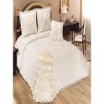 Nashome Tekstil Yatak Örtüsü Takımı Çeyizlik 4 Parça Bahar - Krem - 265 x 265 cm