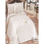 Nashome Tekstil Yatak Örtüsü Takımı Çeyizlik 4 Parça Buket - Krem - 265 x 265 cm