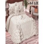 Nashome Tekstil Yatak Örtüsü Takımı Çeyizlik 4 Parça Güliz - Krem - 265 x 265 cm