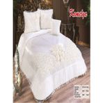 Nashome Tekstil Yatak Örtüsü Takımı Çeyizlik 4 Parça Kamelya - Krem - 265 x 265 cm