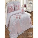 Nashome Tekstil Yatak Örtüsü Takımı Çeyizlik 4 Parça Mira - Krem - Pudra - 265 x 265 cm