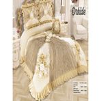 Nashome Tekstil Yatak Örtüsü Takımı Çeyizlik 4 Parça Orkide - Bej - 265 x 265 cm