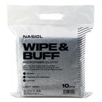 Nasiol Wipe&Buff Mikrofiber Seramik Kaplama Uygulama Bezi 10'lu Paket, Tüy Bırakmaz Detailing Bez, Çift Taraflı Araç İçi Dışı Bakım,Temizleme,Açık Gri