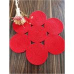Naspar 2 Adet 35 cm Kırmızı Supla/Konsol/Sehpa Örtüsü - Hasır - 35 x 35 cm