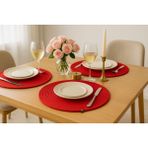Naspar 4 Adet 32 cm Kırmızı Supla / Amerikan Servis / Kahve Sunum Tabağı - 32 x 32 cm