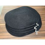 Naspar 6 Adet Siyah Renk Oval Supla / Amerikan Servis (30 x 40) - 30 x 40 cm - Jüt - Siyah - Hasır